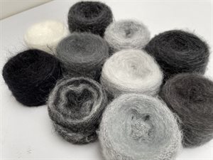 Soft kid mohair - buket med gråsorte farver, alle 10 farver